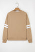 Relaxed Fit Varsity Stripe Crew Neck Pullover Sweatshirt
