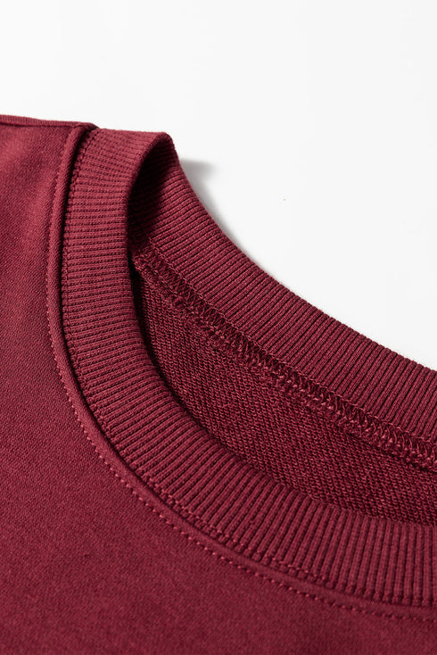 Relaxed Fit Varsity Stripe Crew Neck Pullover Sweatshirt