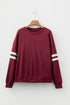 Relaxed Fit Varsity Stripe Crew Neck Pullover Sweatshirt