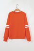 Relaxed Fit Varsity Stripe Crew Neck Pullover Sweatshirt