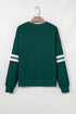 Relaxed Fit Varsity Stripe Crew Neck Pullover Sweatshirt