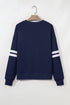 Relaxed Fit Varsity Stripe Crew Neck Pullover Sweatshirt