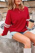 Relaxed Fit Varsity Stripe Crew Neck Pullover Sweatshirt