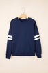 Relaxed Fit Varsity Stripe Crew Neck Pullover Sweatshirt