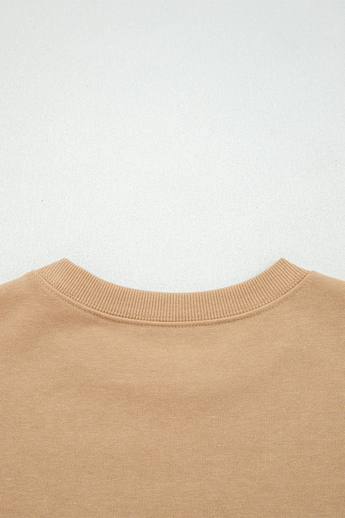 Relaxed Fit Varsity Stripe Crew Neck Pullover Sweatshirt