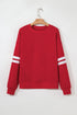Relaxed Fit Varsity Stripe Crew Neck Pullover Sweatshirt