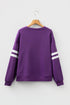 Relaxed Fit Varsity Stripe Crew Neck Pullover Sweatshirt