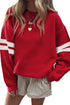 Relaxed Fit Varsity Stripe Crew Neck Pullover Sweatshirt