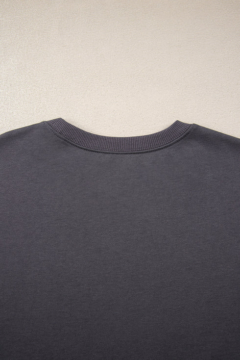 Relaxed Fit Varsity Stripe Crew Neck Pullover Sweatshirt