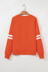 Relaxed Fit Varsity Stripe Crew Neck Pullover Sweatshirt