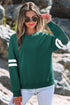 Relaxed Fit Varsity Stripe Crew Neck Pullover Sweatshirt
