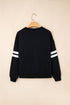 Relaxed Fit Varsity Stripe Crew Neck Pullover Sweatshirt