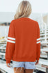 Relaxed Fit Varsity Stripe Crew Neck Pullover Sweatshirt