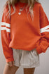 Relaxed Fit Varsity Stripe Crew Neck Pullover Sweatshirt