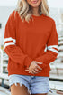 Relaxed Fit Varsity Stripe Crew Neck Pullover Sweatshirt