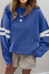 Relaxed Fit Varsity Stripe Crew Neck Pullover Sweatshirt