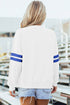 Relaxed Fit Varsity Stripe Crew Neck Pullover Sweatshirt