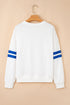 Relaxed Fit Varsity Stripe Crew Neck Pullover Sweatshirt