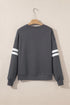 Relaxed Fit Varsity Stripe Crew Neck Pullover Sweatshirt
