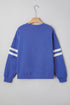 Relaxed Fit Varsity Stripe Crew Neck Pullover Sweatshirt