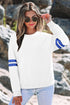 Relaxed Fit Varsity Stripe Crew Neck Pullover Sweatshirt