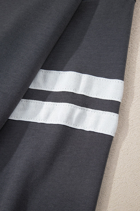 Relaxed Fit Varsity Stripe Crew Neck Pullover Sweatshirt
