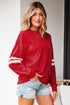 Relaxed Fit Varsity Stripe Crew Neck Pullover Sweatshirt