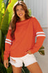 Relaxed Fit Varsity Stripe Crew Neck Pullover Sweatshirt