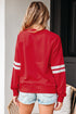 Relaxed Fit Varsity Stripe Crew Neck Pullover Sweatshirt