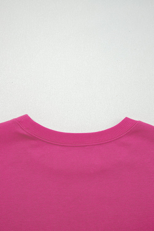 Relaxed Fit Varsity Stripe Crew Neck Pullover Sweatshirt
