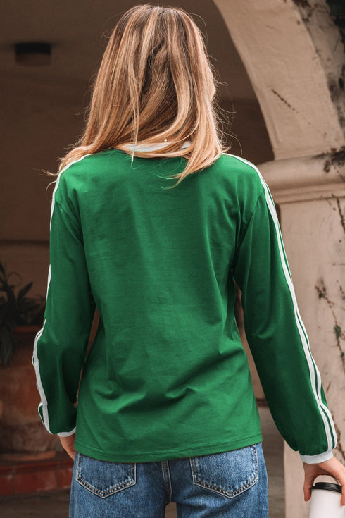 Relaxed Fit Varsity Stripe Long Sleeve Top