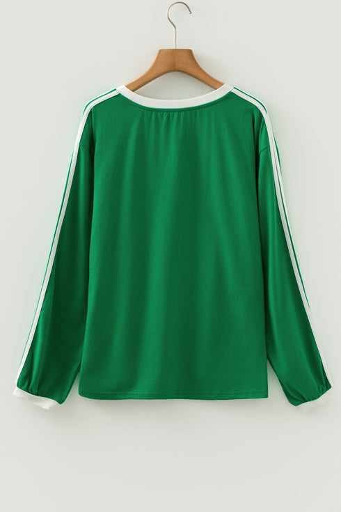 Relaxed Fit Varsity Stripe Long Sleeve Top