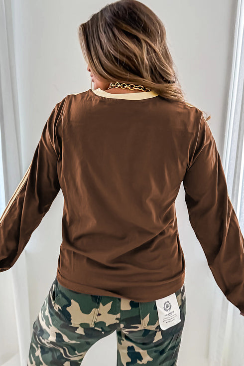 Relaxed Fit Varsity Stripe Long Sleeve Top