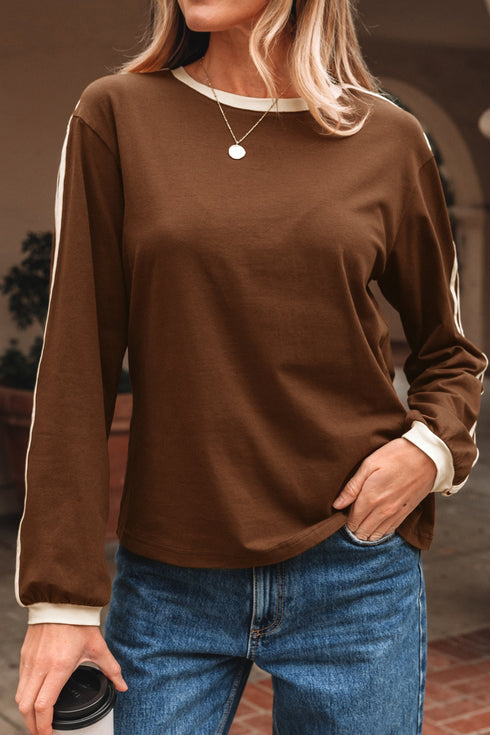 Relaxed Fit Varsity Stripe Long Sleeve Top