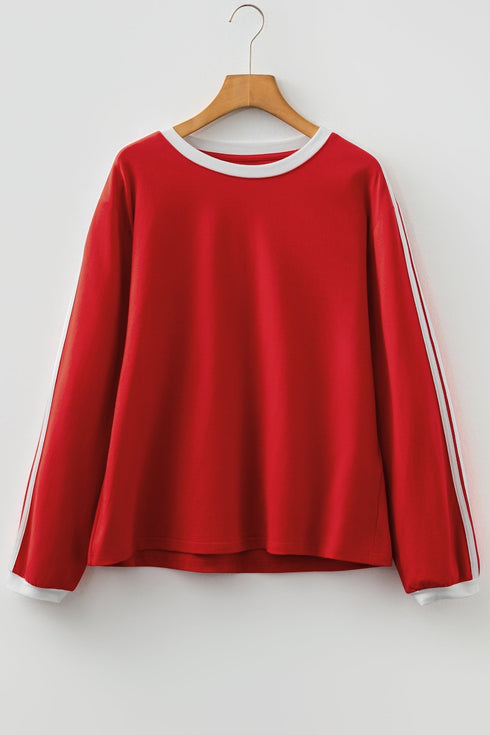 Relaxed Fit Varsity Stripe Long Sleeve Top