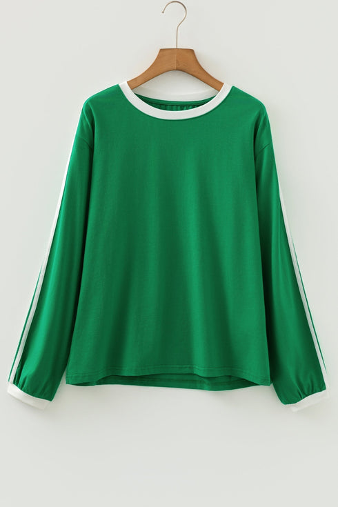 Relaxed Fit Varsity Stripe Long Sleeve Top