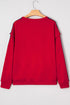Relaxed Fit Varsity Stripe Sleeve Pullover Sweatshirt