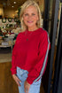 Relaxed Fit Varsity Stripe Sleeve Pullover Sweatshirt