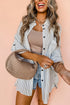 Relaxed Fit Vertical Stripe Button Down Long Shirt