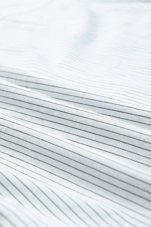 Relaxed Fit Vertical Stripe Button Down Long Shirt