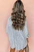 Relaxed Fit Vertical Stripe Button Down Long Shirt