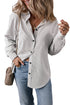 Relaxed Fit Vertical Stripe Button Down Long Shirt
