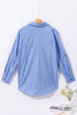 Relaxed Fit Vertical Stripe Button Down Long Shirt