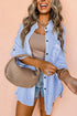 Relaxed Fit Vertical Stripe Button Down Long Shirt
