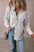 Relaxed Fit Vertical Stripe Button Down Long Shirt