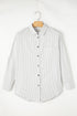 Relaxed Fit Vertical Stripe Button Down Long Shirt