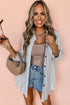 Relaxed Fit Vertical Stripe Button Down Long Shirt