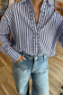 Relaxed Fit Vertical Stripe Button Down Shirt