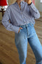 Relaxed Fit Vertical Stripe Button Down Shirt