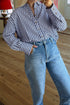 Relaxed Fit Vertical Stripe Button Down Shirt